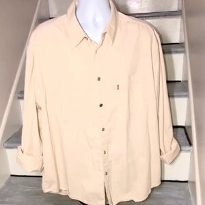 Levis Button down long sleeve Loose fit Shirt XL Beige